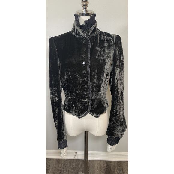 DOROTHEE SCHUMACHER Velour Lace Trimming Steampunk Jacket Victorian MED Gothic - Picture 11 of 16